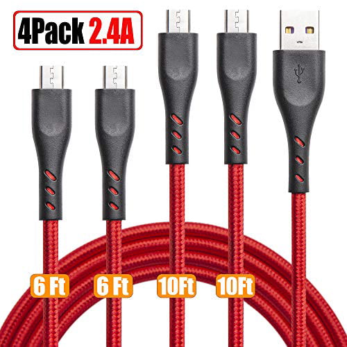 16FT Micro USB Cable Extra Long Charging Cord Nylon Braided High Speed Durable Fast Charging USB Charger Android Cable for Samsung Galaxy S7 Edge S6 S5,Android Phone,LG 